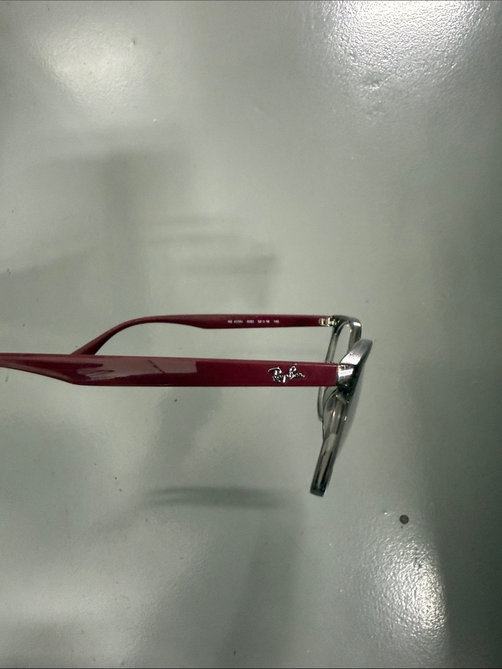 Ray-Ban rb4378V Translucent Gray Frame with Burgundy Temples Glasses - Picture 4 of 5